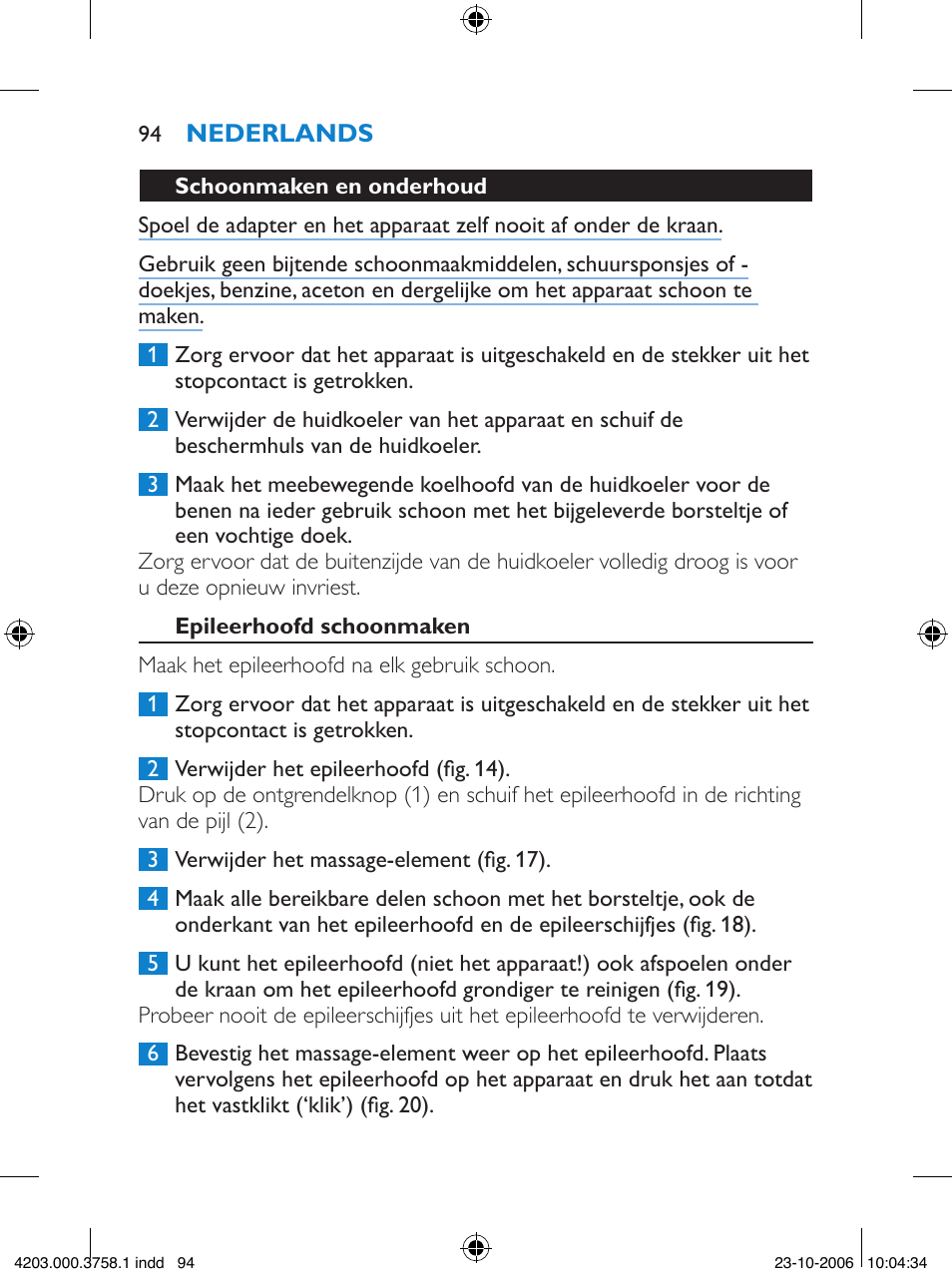 Philips Satinelle Epilierer User Manual | Page 94 / 132