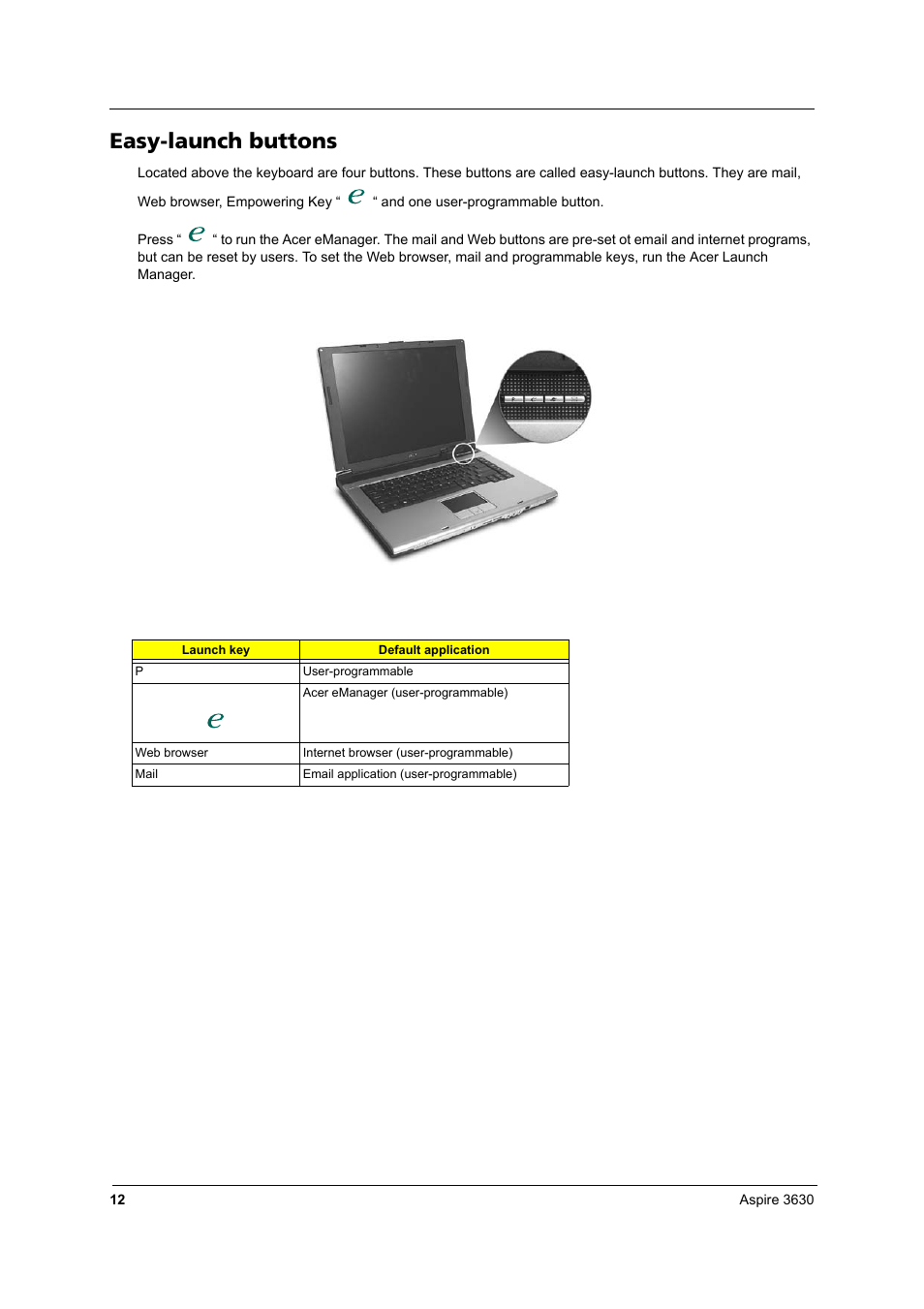 Easy-launch buttons | Acer 2430 User Manual | Page 17 / 107