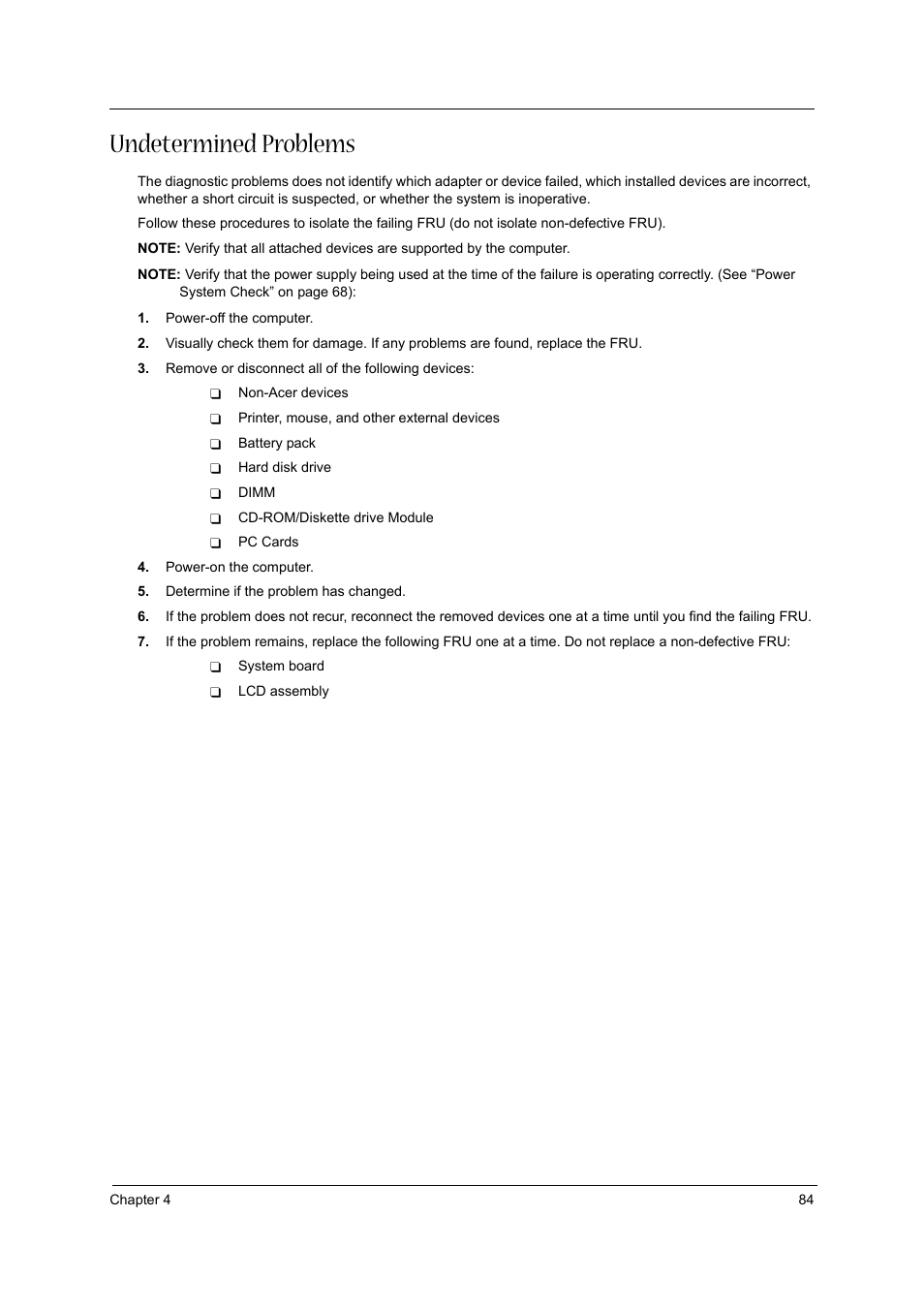 Undetermined problems | Acer 2430 User Manual | Page 89 / 107