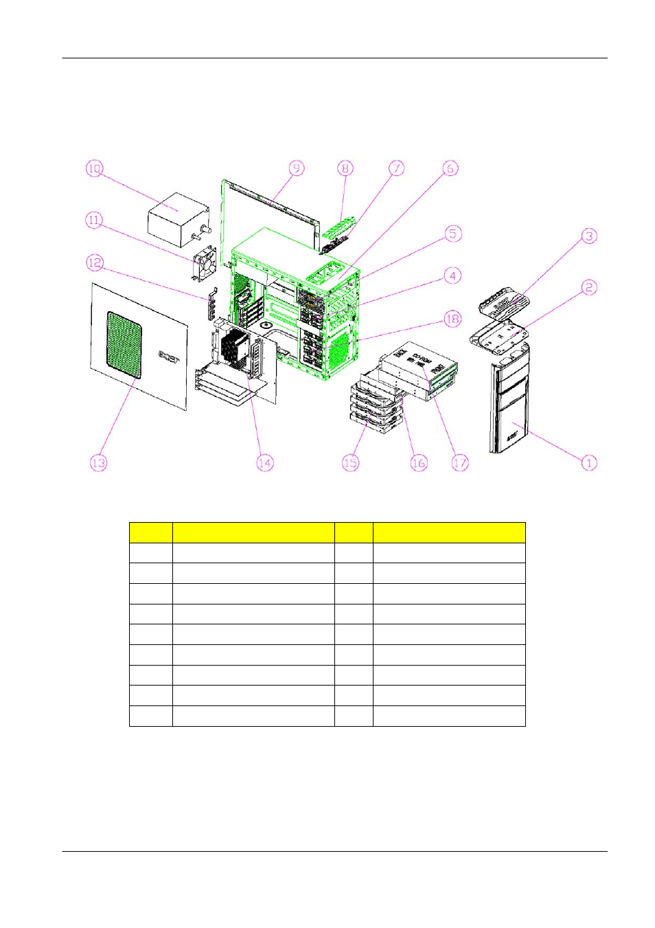Exploded diagram, No description no description | Acer Aspire M5640 User Manual | Page 87 / 89