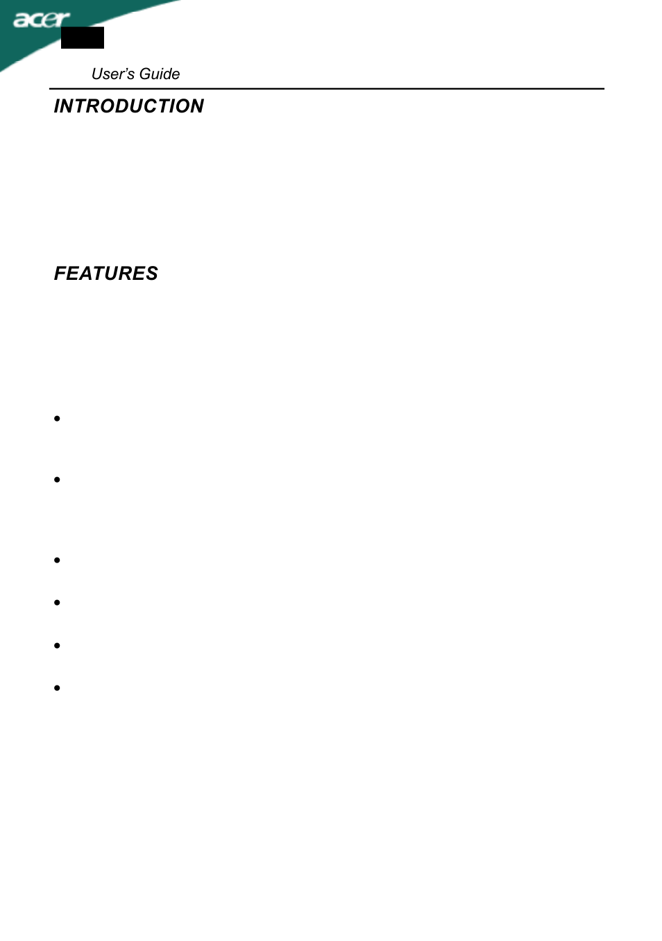 Introduction, Features | Acer AL1502 User Manual | Page 4 / 17