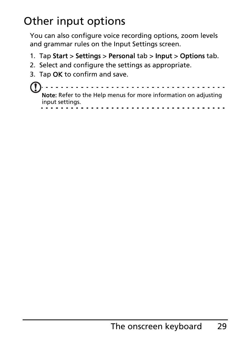 Other input options | Acer S200 User Manual | Page 29 / 100