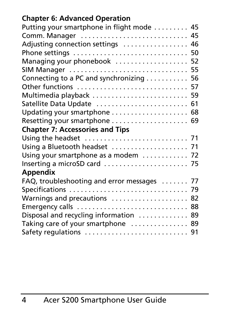 Acer S200 User Manual | Page 4 / 100