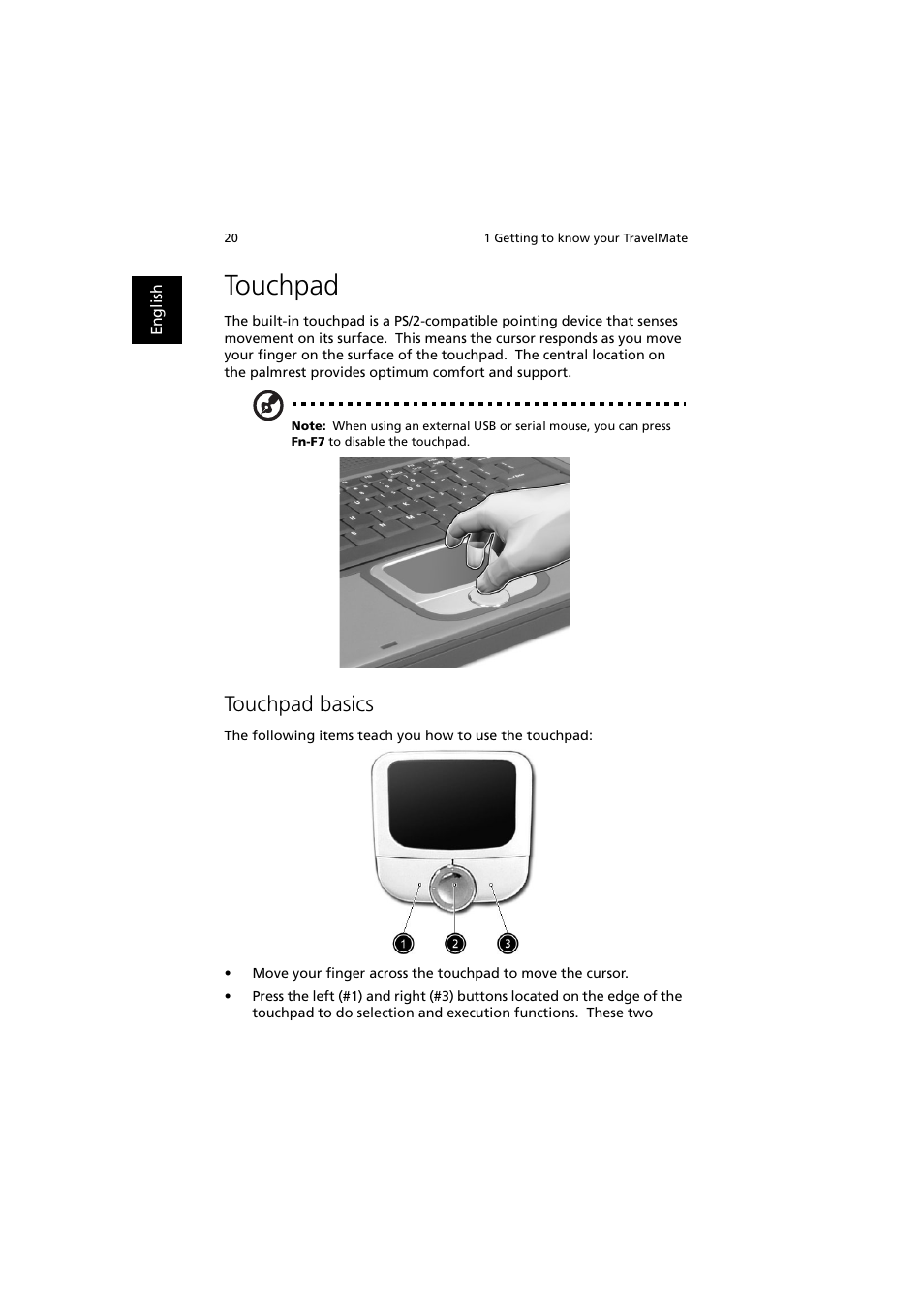 Touchpad, Touchpad basics | Acer 240 User Manual | Page 28 / 92