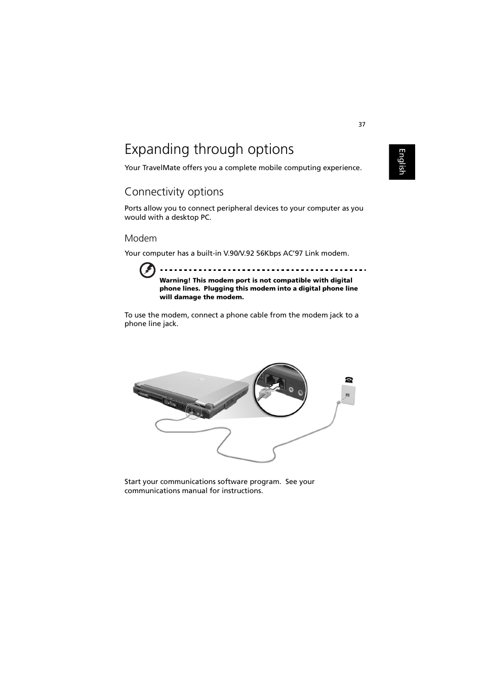 Expanding through options, Connectivity options | Acer 240 User Manual | Page 45 / 92