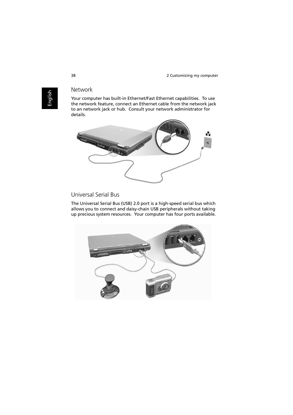 Network, Universal serial bus | Acer 240 User Manual | Page 46 / 92