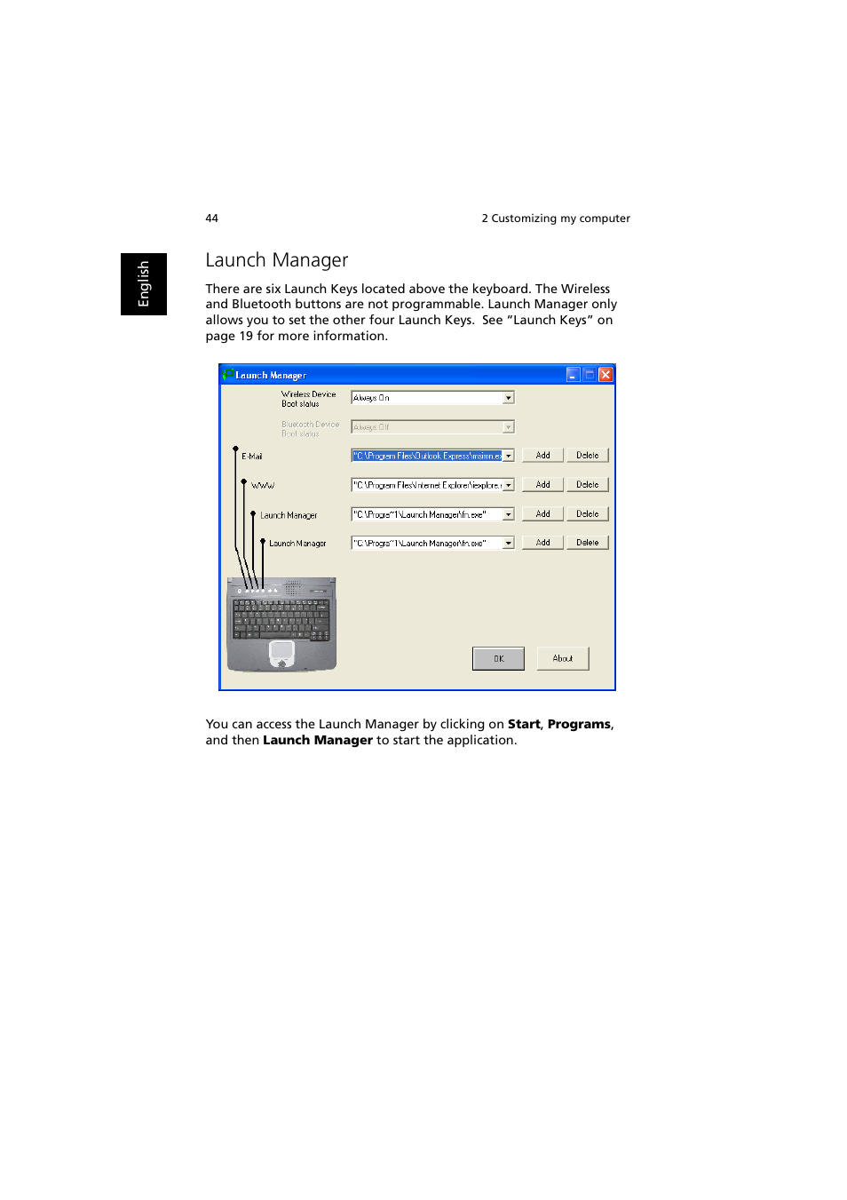 Launch manager | Acer 240 User Manual | Page 52 / 92