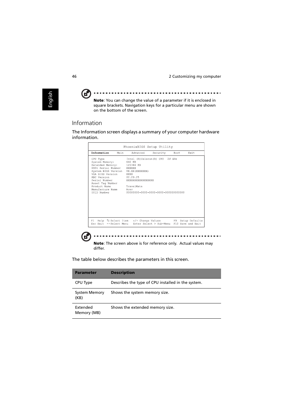 Information | Acer 240 User Manual | Page 54 / 92