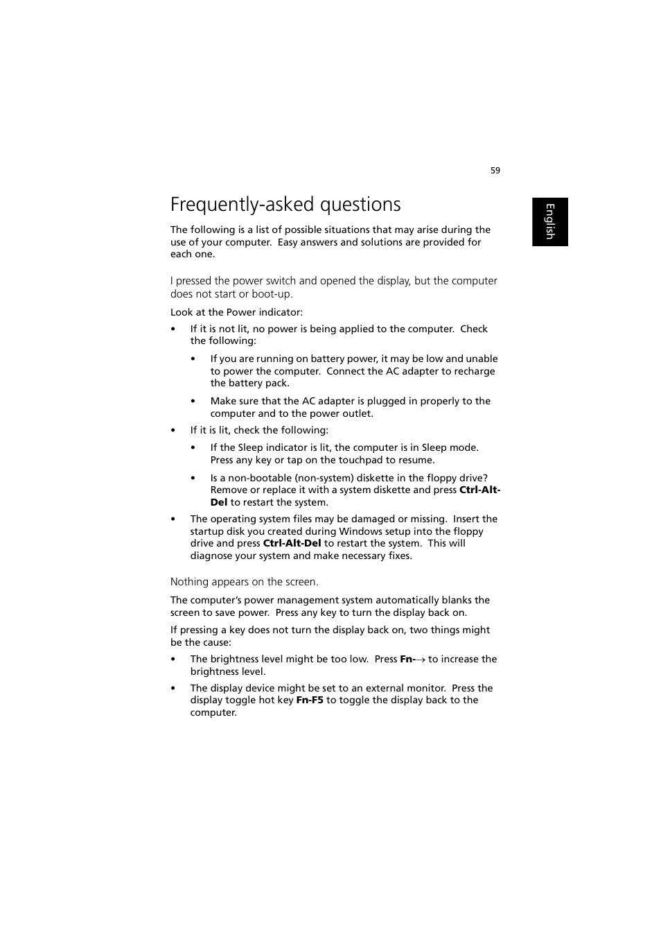 Frequently-asked questions | Acer 240 User Manual | Page 67 / 92