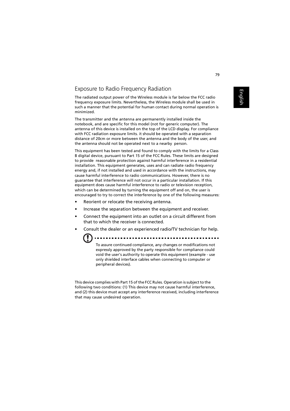 Exposure to radio frequency radiation | Acer 240 User Manual | Page 87 / 92