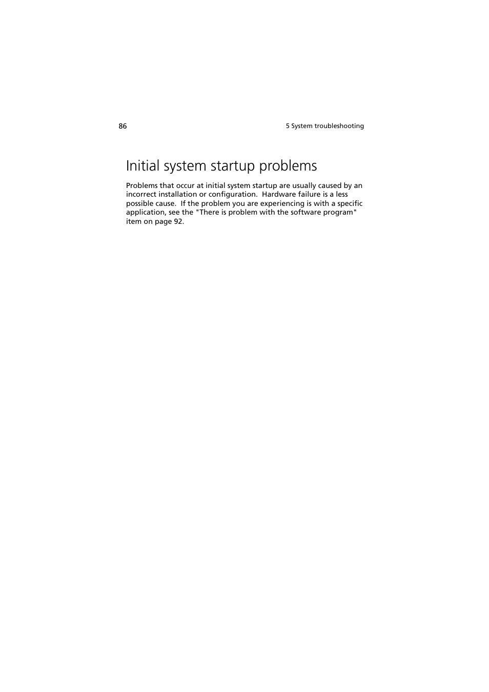 Initial system startup problems | Acer Altos G330 Series User Manual | Page 104 / 134