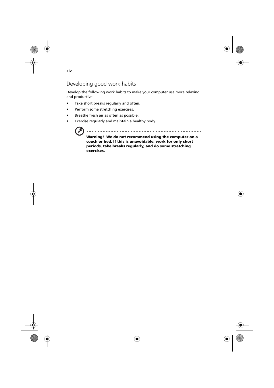 Developing good work habits | Acer Altos G330 Series User Manual | Page 14 / 134