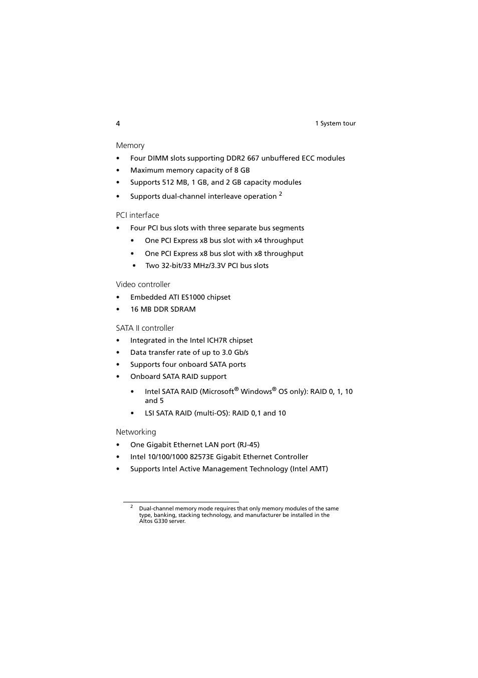 Acer Altos G330 Series User Manual | Page 22 / 134