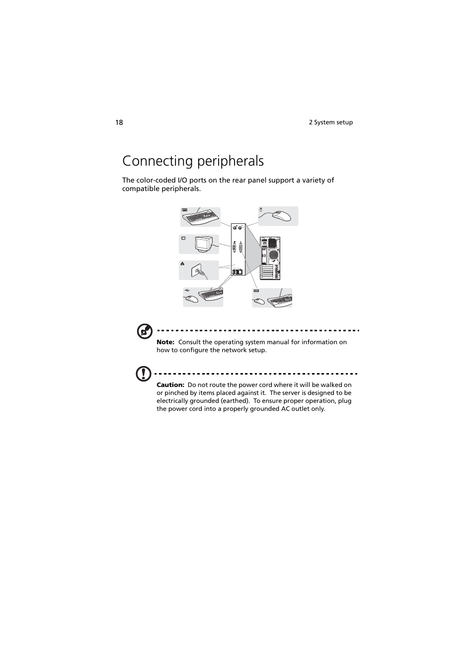 Connecting peripherals | Acer Altos G330 Series User Manual | Page 36 / 134