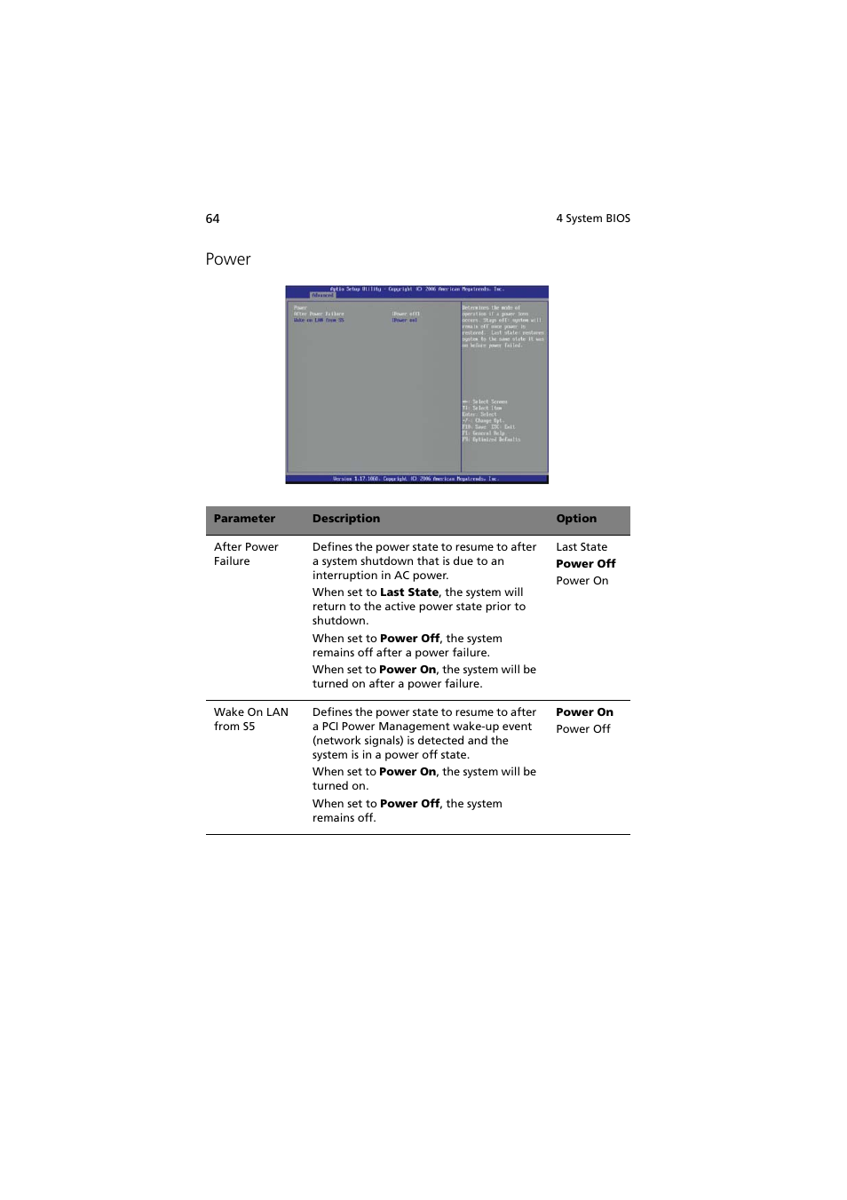 Power | Acer Altos G330 Series User Manual | Page 82 / 134