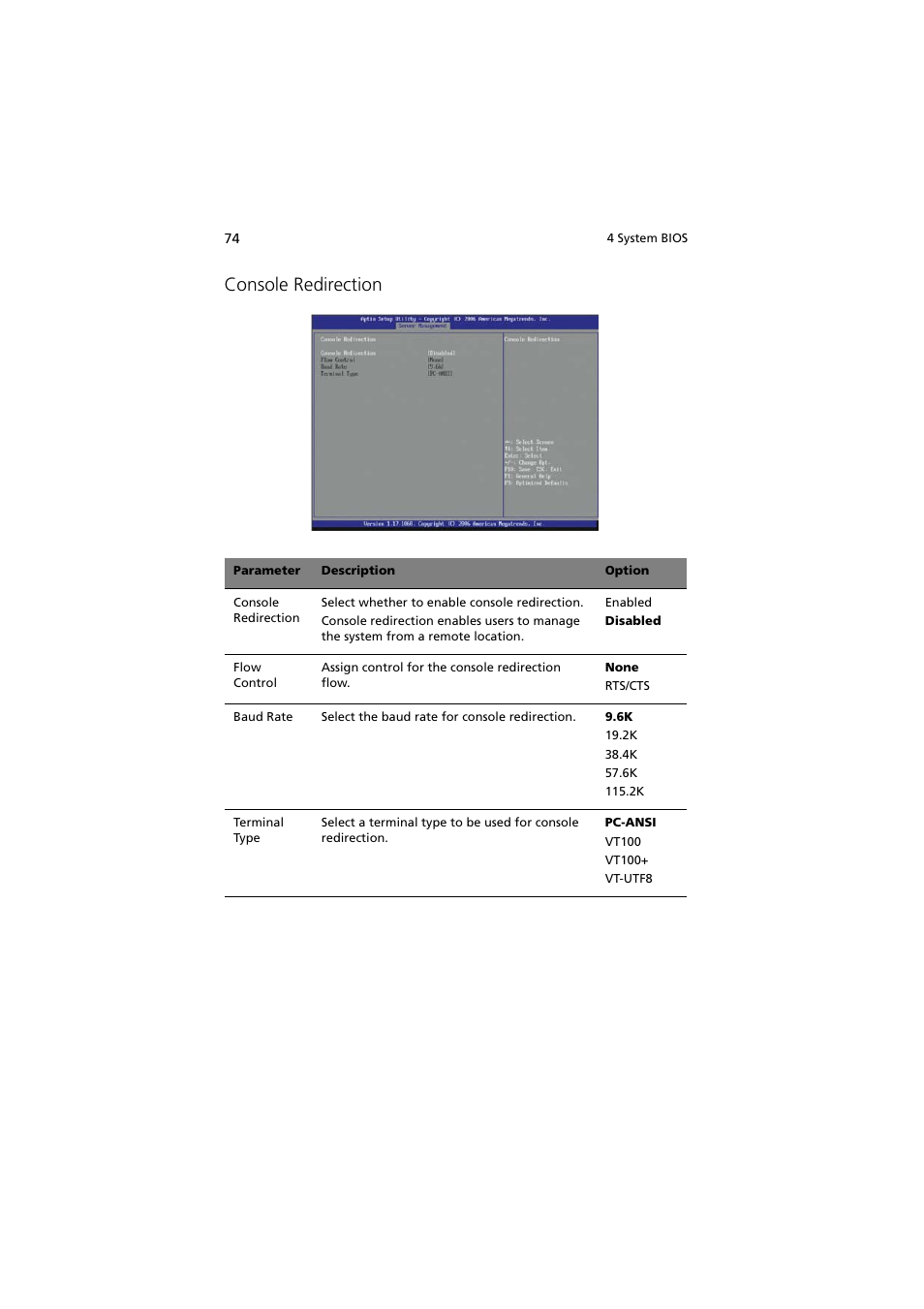 Console redirection | Acer Altos G330 Series User Manual | Page 92 / 134