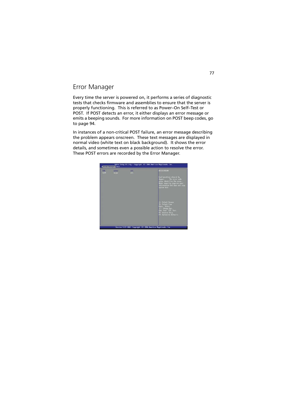 Error manager | Acer Altos G330 Series User Manual | Page 95 / 134