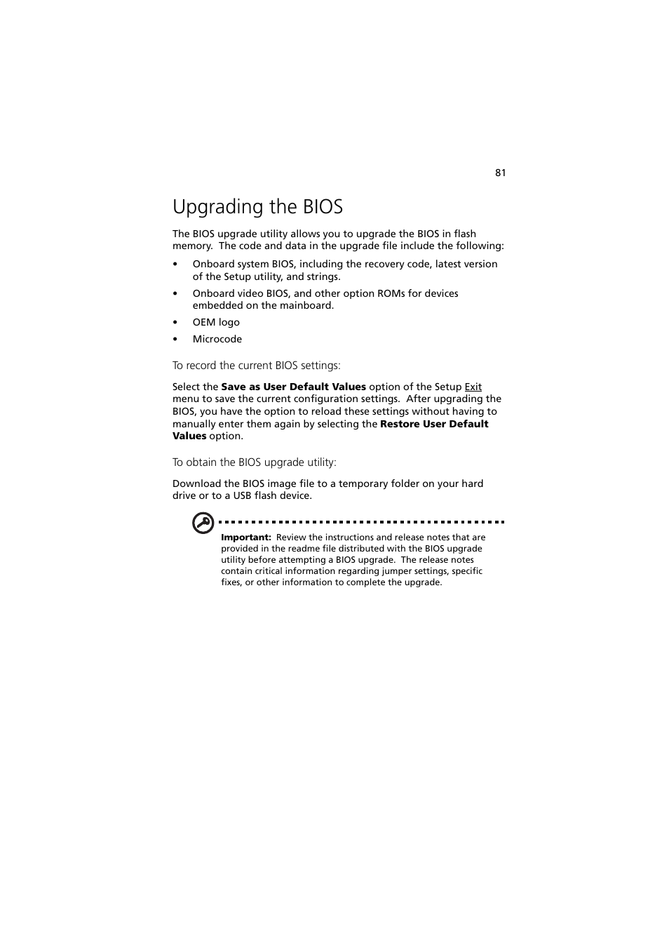Upgrading the bios | Acer Altos G330 Series User Manual | Page 99 / 134