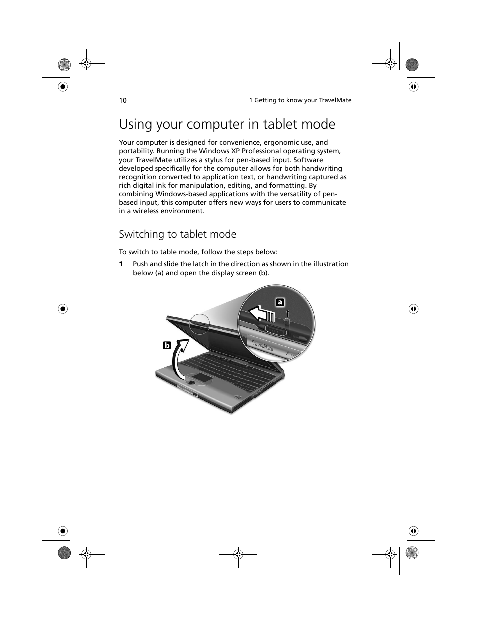 Using your computer in tablet mode, Switching to tablet mode | Acer 100 Series User Manual | Page 20 / 94