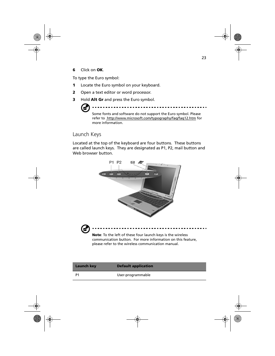 Launch keys | Acer 100 Series User Manual | Page 33 / 94