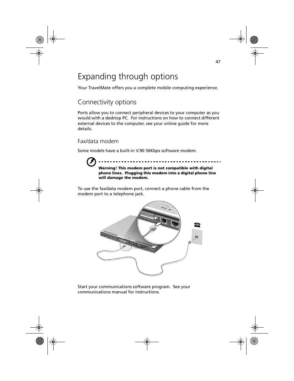 Expanding through options, Connectivity options | Acer 100 Series User Manual | Page 57 / 94
