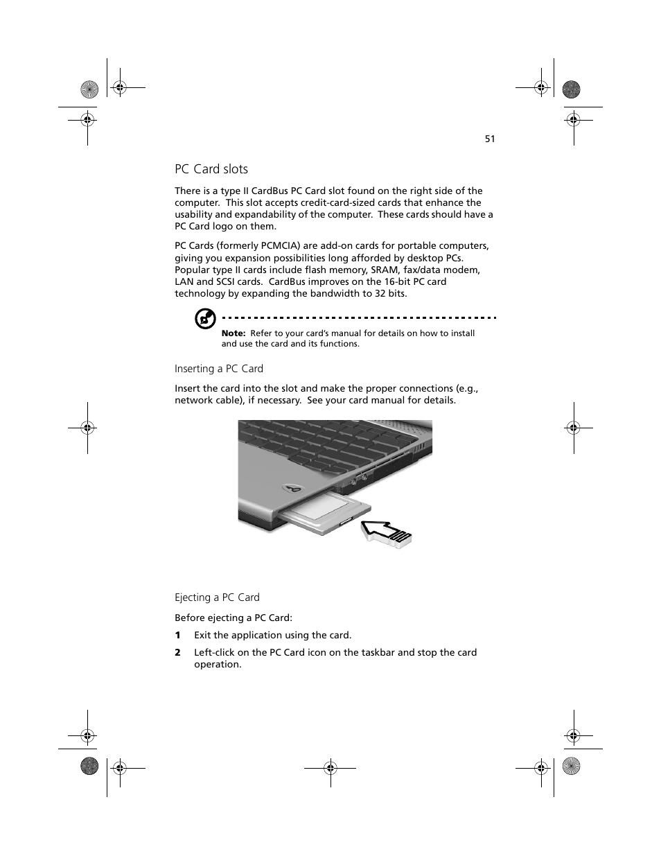 Pc card slots | Acer 100 Series User Manual | Page 61 / 94