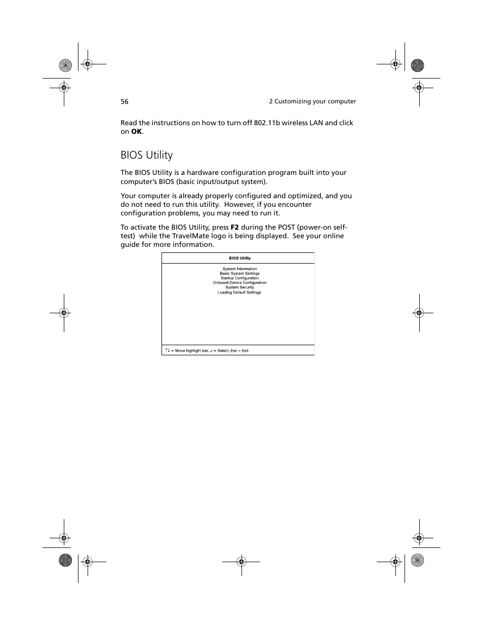 Bios utility | Acer 100 Series User Manual | Page 66 / 94