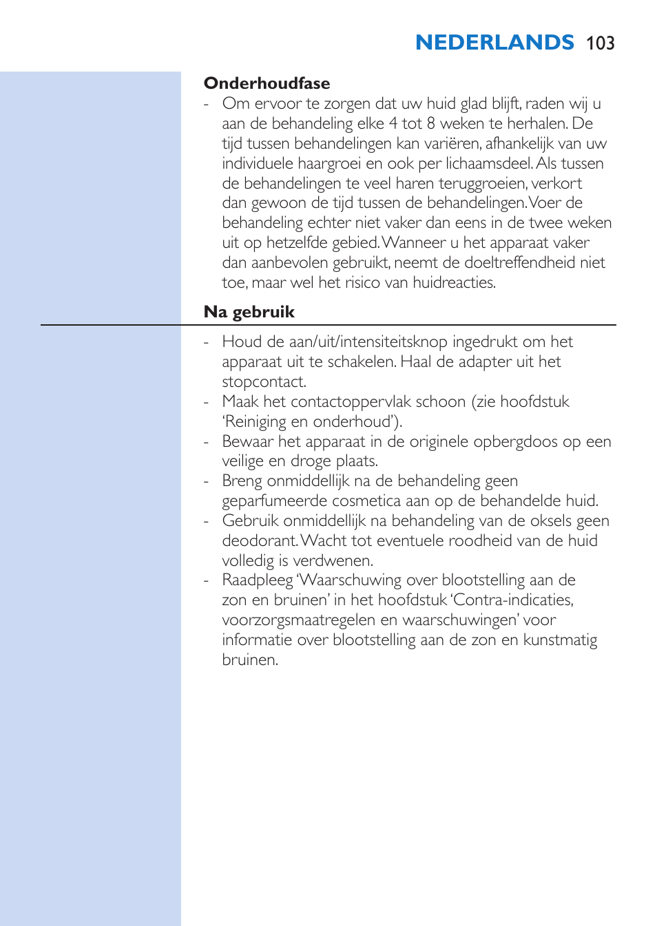 Nederlands | Philips Lumea Comfort IPL Haarentfernungssystem User Manual | Page 103 / 110