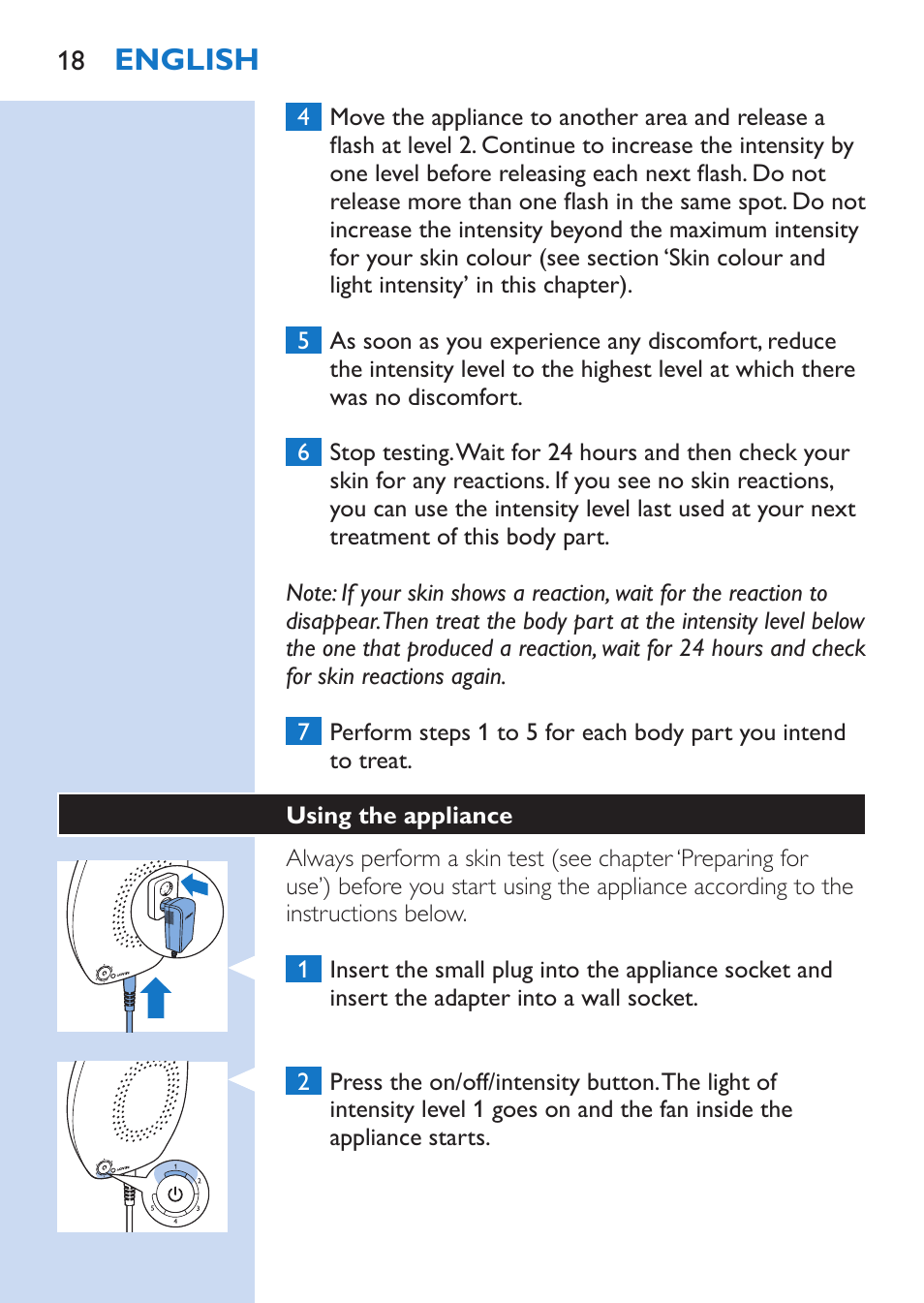 English | Philips Lumea Comfort IPL Haarentfernungssystem User Manual | Page 18 / 110