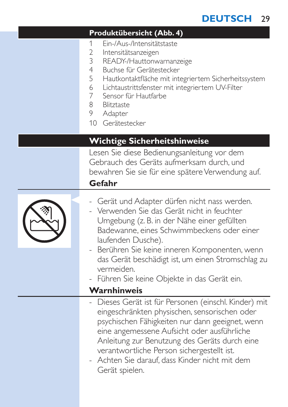 Deutsch | Philips Lumea Comfort IPL Haarentfernungssystem User Manual | Page 29 / 110