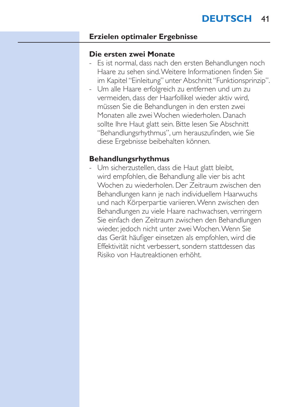 Deutsch | Philips Lumea Comfort IPL Haarentfernungssystem User Manual | Page 41 / 110