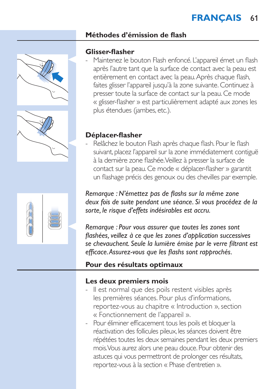 Français | Philips Lumea Comfort IPL Haarentfernungssystem User Manual | Page 61 / 110