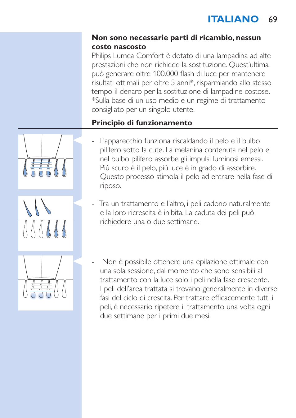 Italiano | Philips Lumea Comfort IPL Haarentfernungssystem User Manual | Page 69 / 110