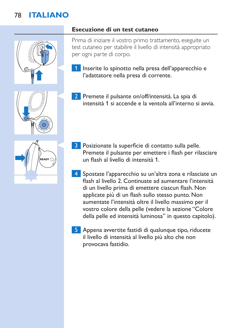 Italiano | Philips Lumea Comfort IPL Haarentfernungssystem User Manual | Page 78 / 110