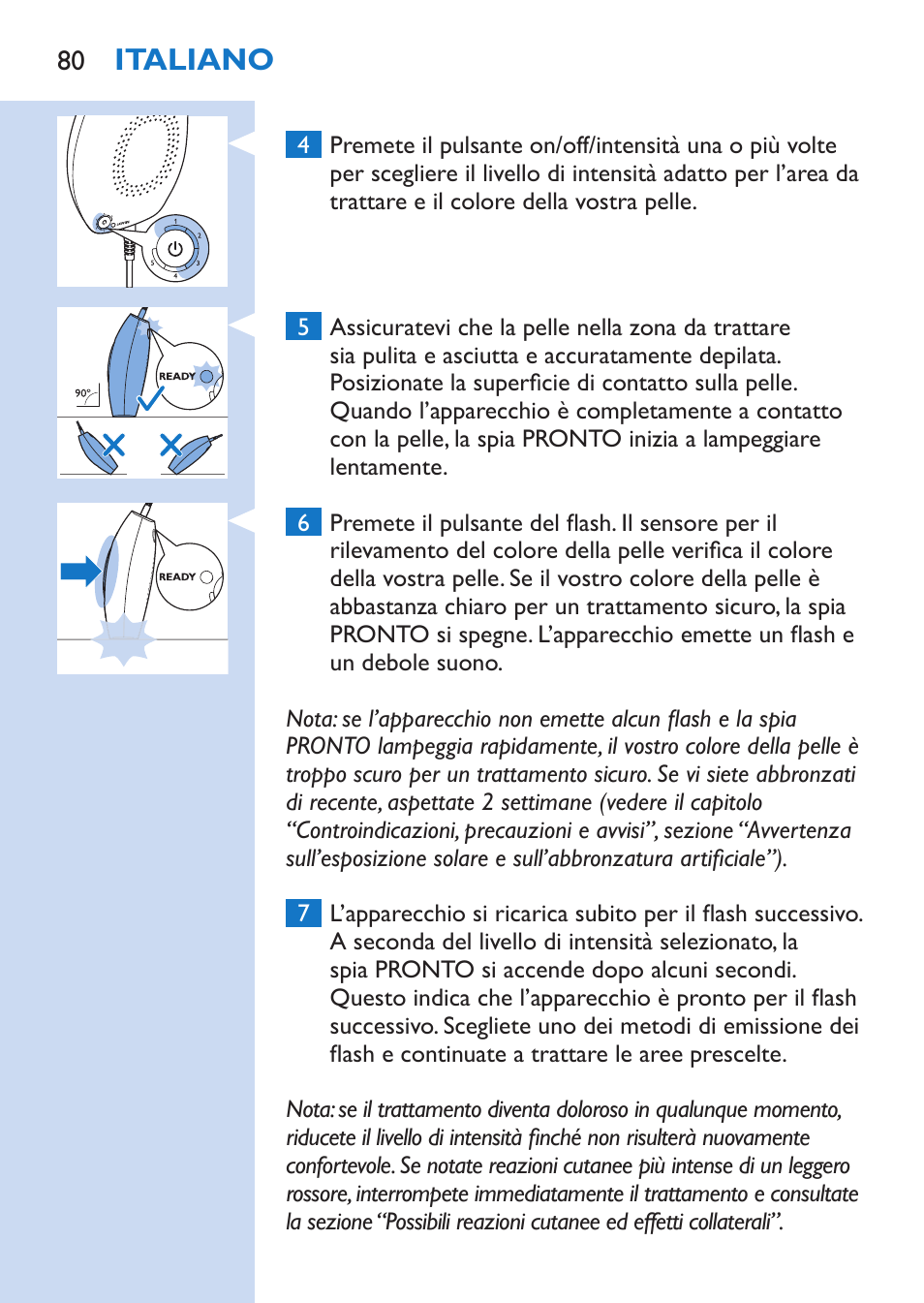 Italiano | Philips Lumea Comfort IPL Haarentfernungssystem User Manual | Page 80 / 110