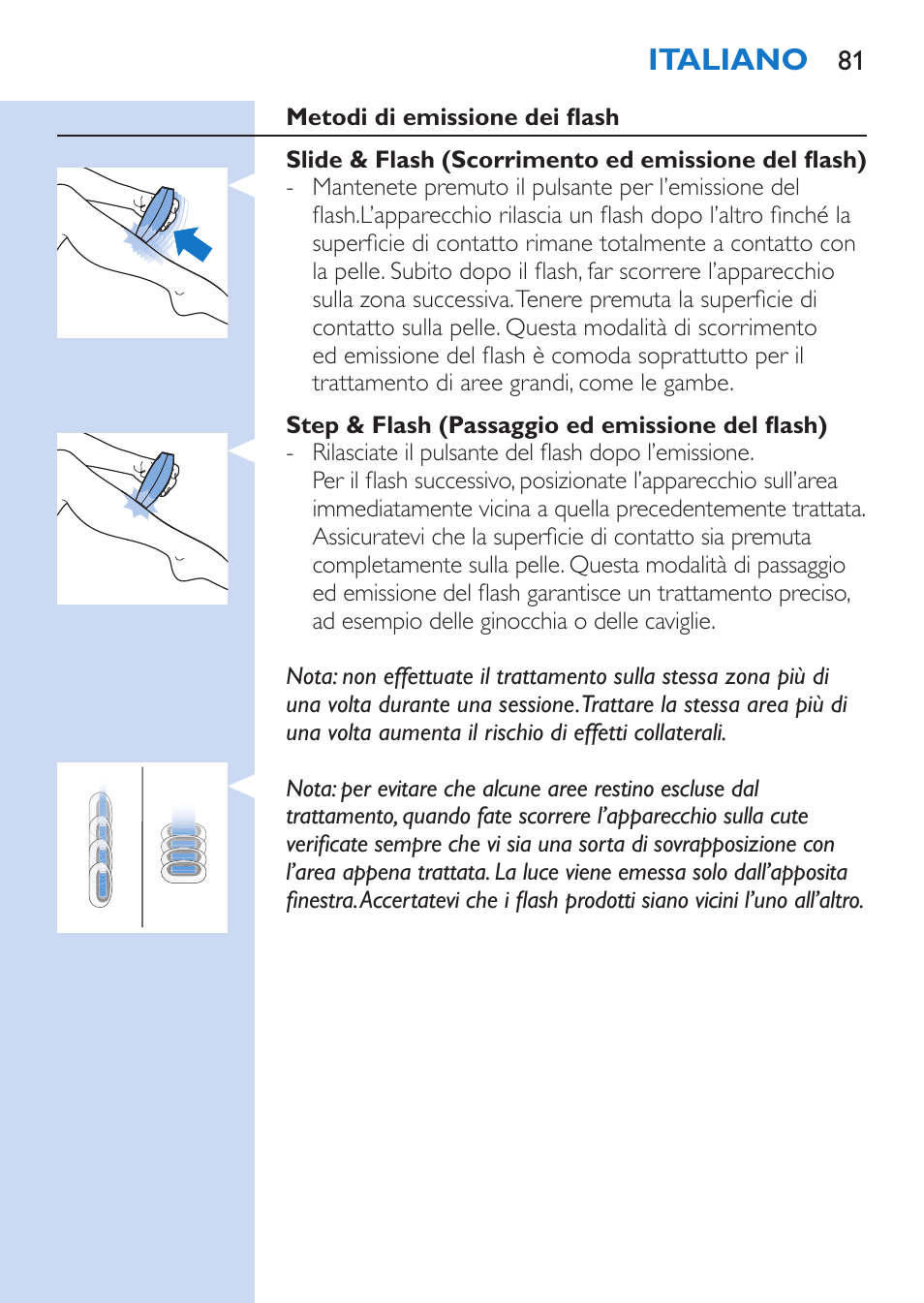 Italiano | Philips Lumea Comfort IPL Haarentfernungssystem User Manual | Page 81 / 110