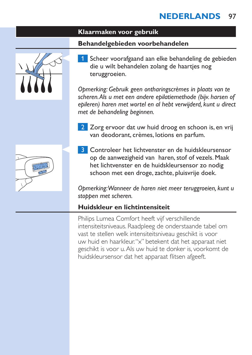 Nederlands | Philips Lumea Comfort IPL Haarentfernungssystem User Manual | Page 97 / 110