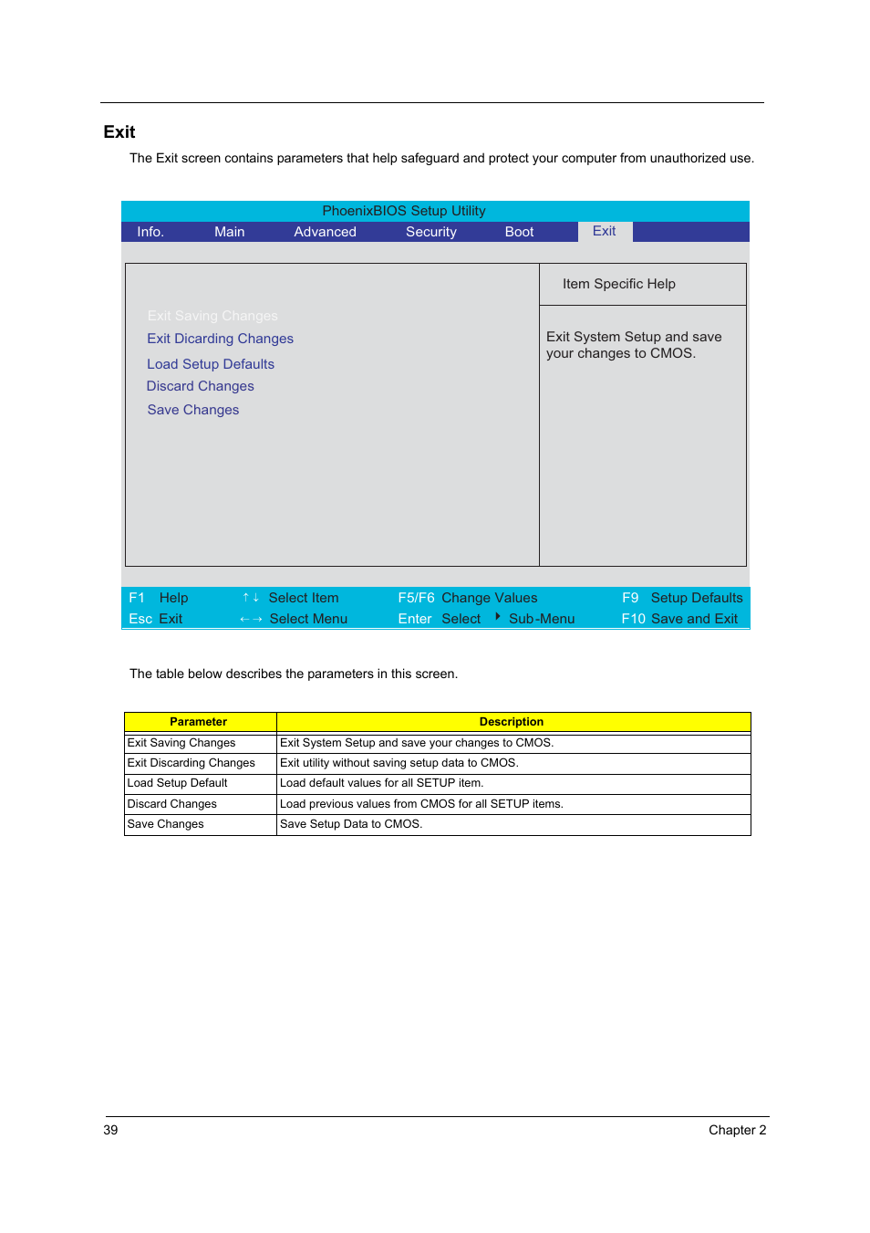 Exit | Acer 4060 User Manual | Page 48 / 99