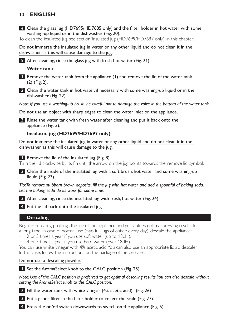 Philips Intense Kaffeemaschine User Manual | Page 10 / 68