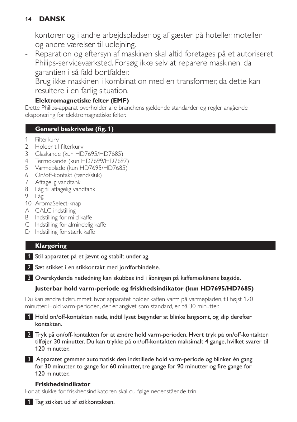 Philips Intense Kaffeemaschine User Manual | Page 14 / 68