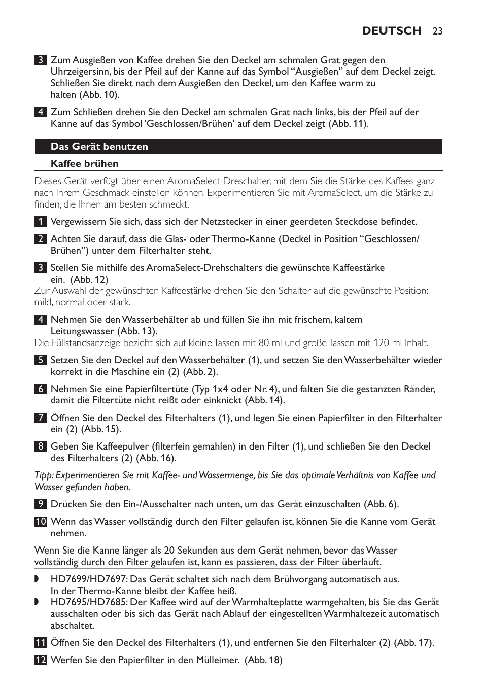 Philips Intense Kaffeemaschine User Manual | Page 23 / 68