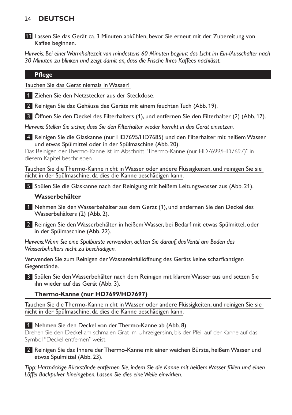 Philips Intense Kaffeemaschine User Manual | Page 24 / 68