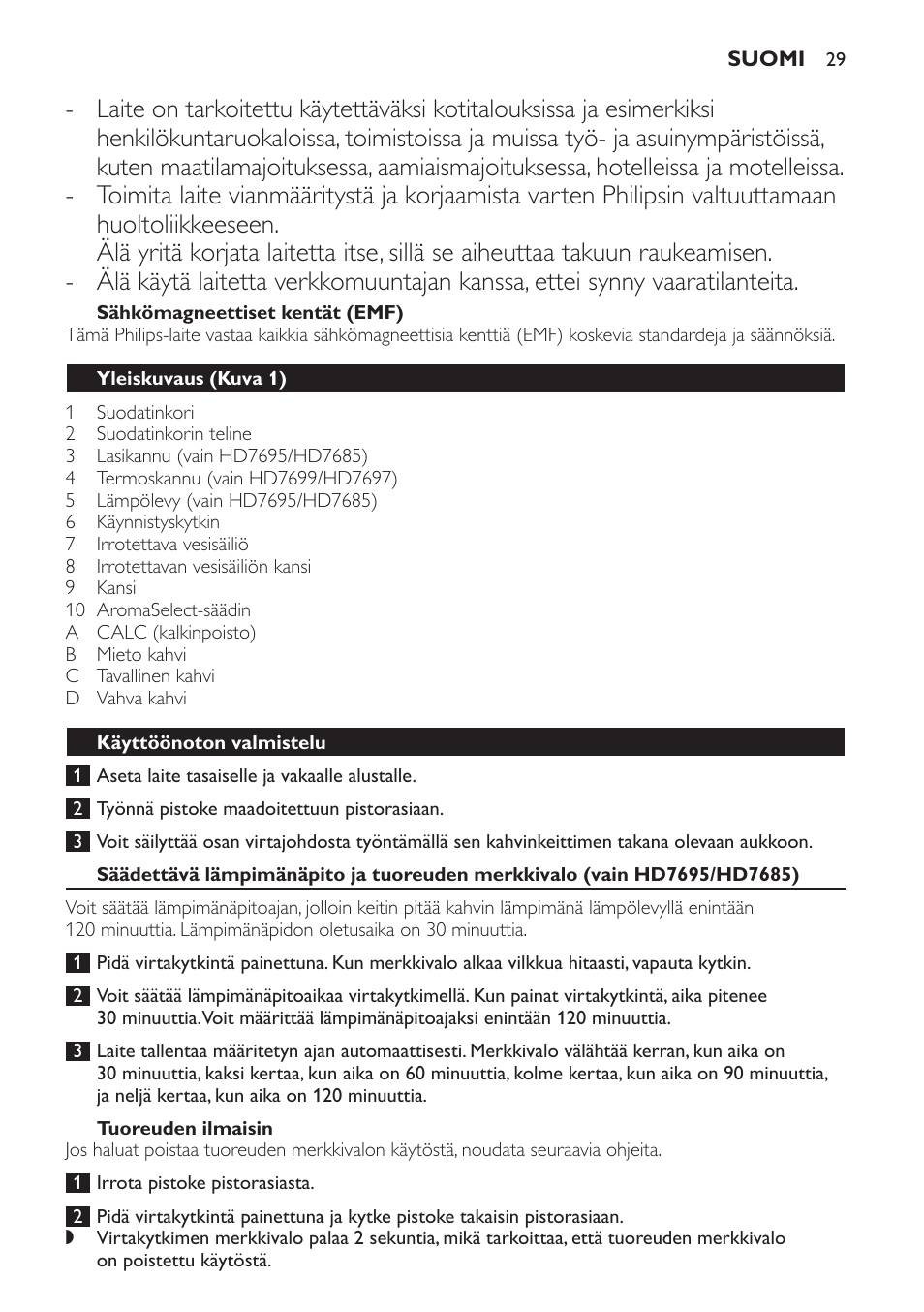 Philips Intense Kaffeemaschine User Manual | Page 29 / 68