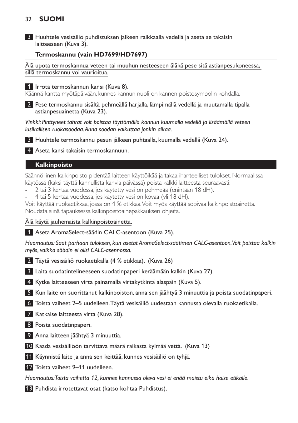 Philips Intense Kaffeemaschine User Manual | Page 32 / 68