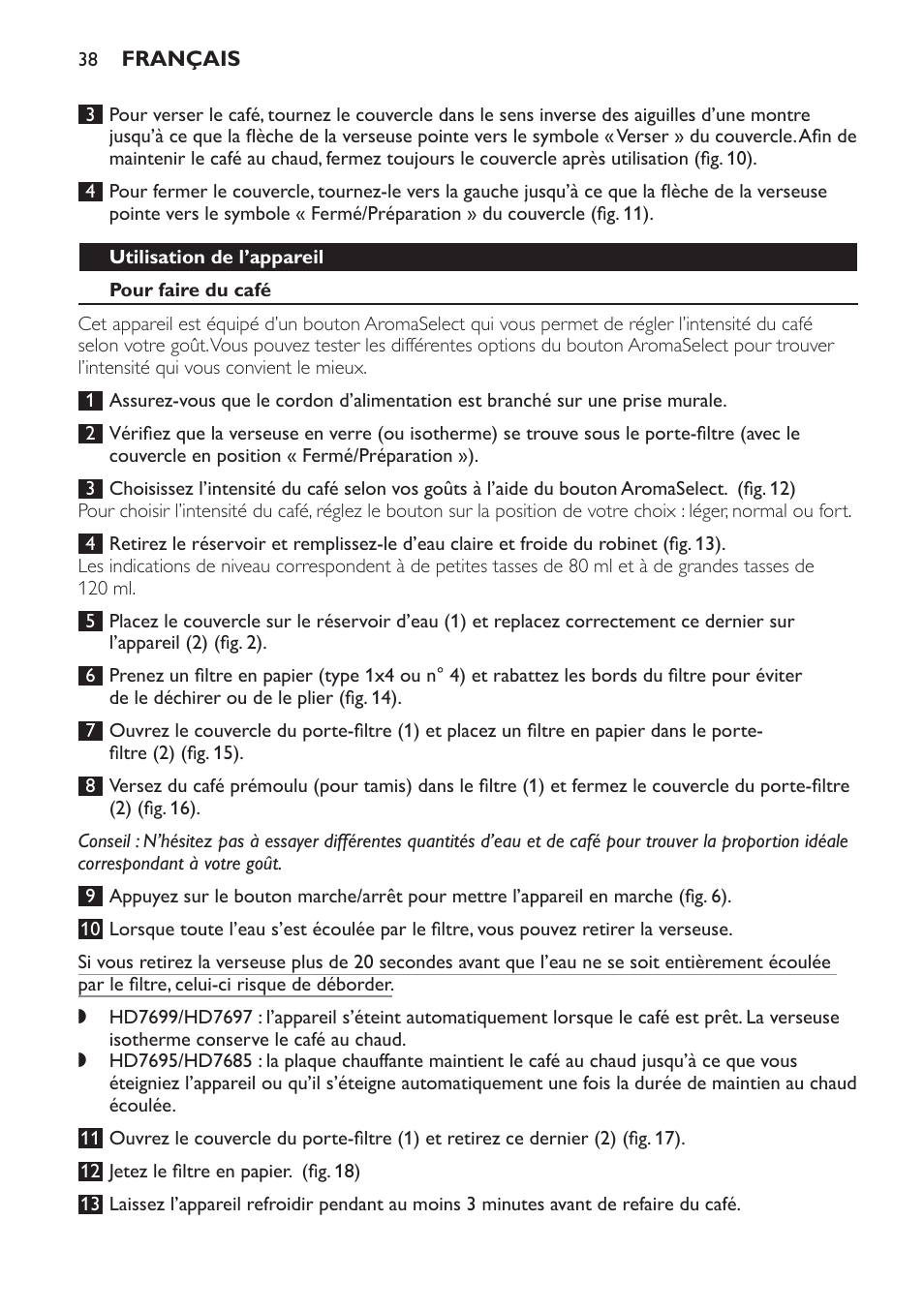 Philips Intense Kaffeemaschine User Manual | Page 38 / 68