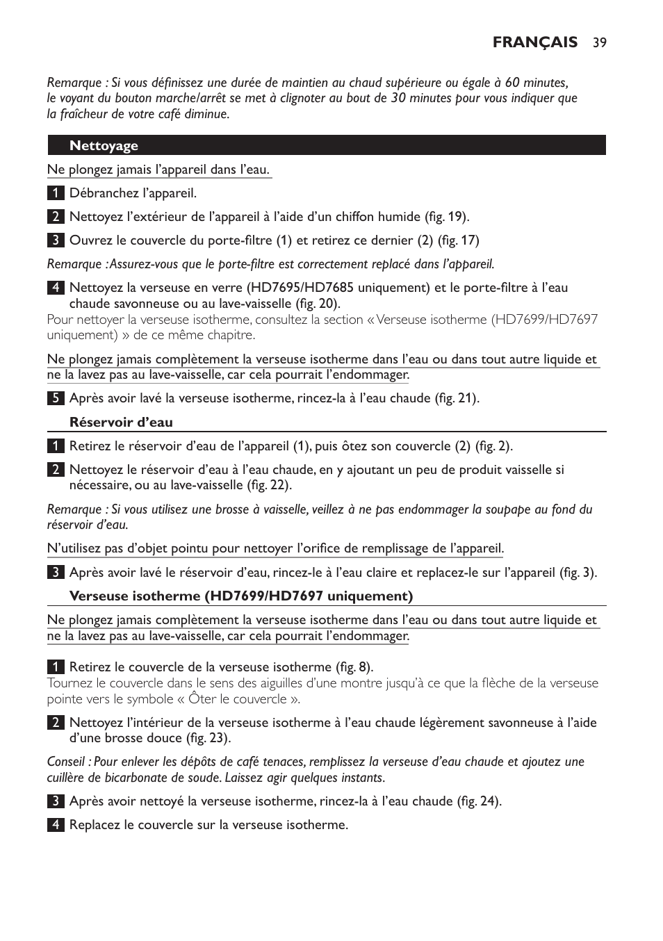 Philips Intense Kaffeemaschine User Manual | Page 39 / 68