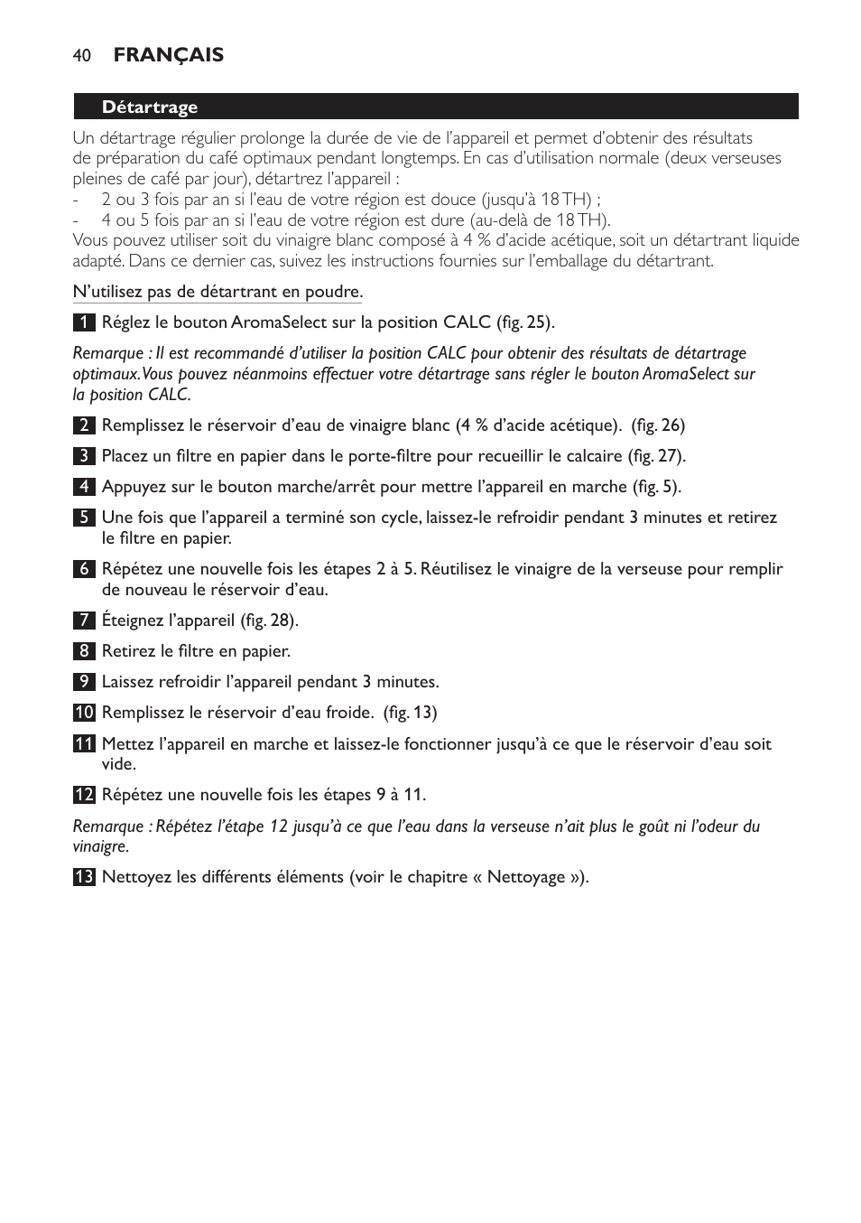 Philips Intense Kaffeemaschine User Manual | Page 40 / 68