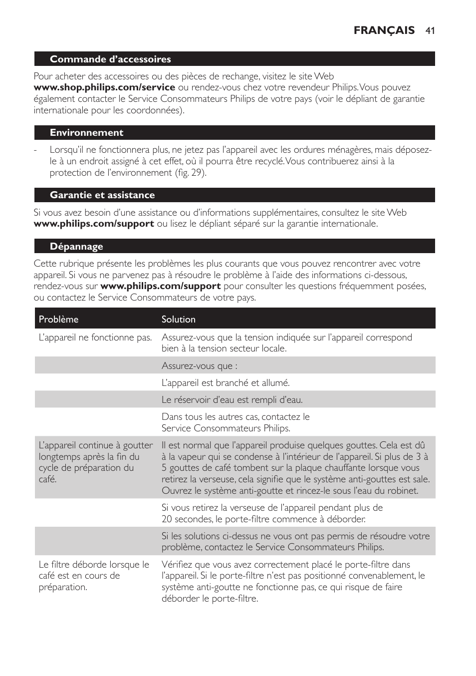 Philips Intense Kaffeemaschine User Manual | Page 41 / 68