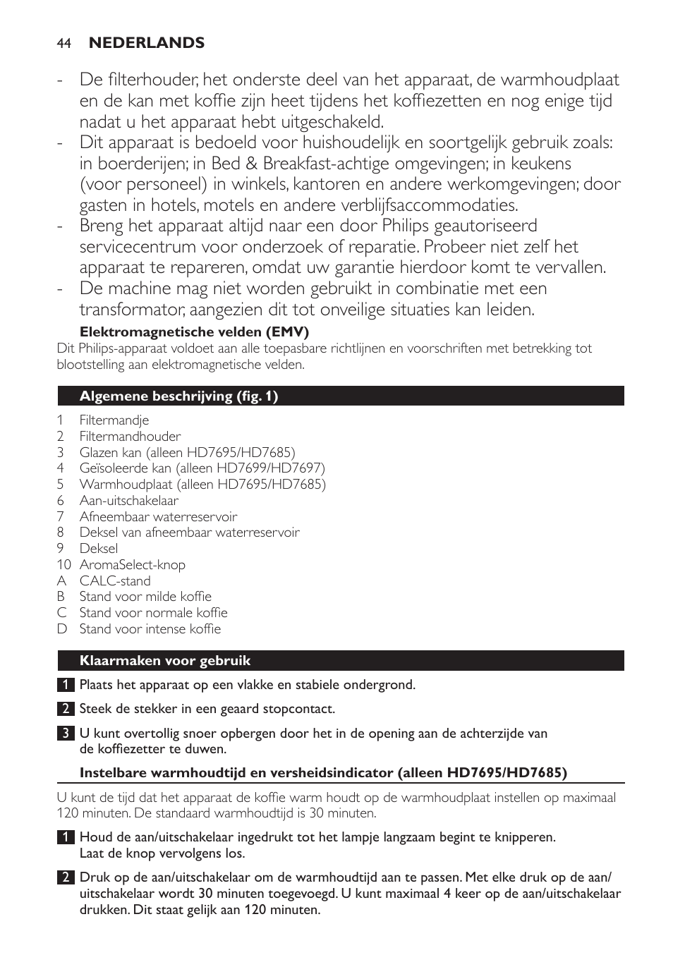 Philips Intense Kaffeemaschine User Manual | Page 44 / 68