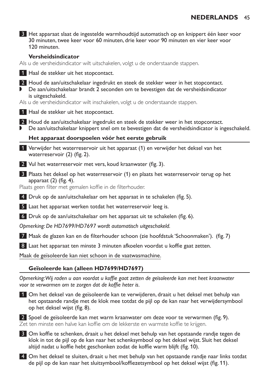 Philips Intense Kaffeemaschine User Manual | Page 45 / 68